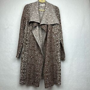 Knox Rose Jacquard Long Line Cardigan Waterfall Collar Soft Knit Size S Boho